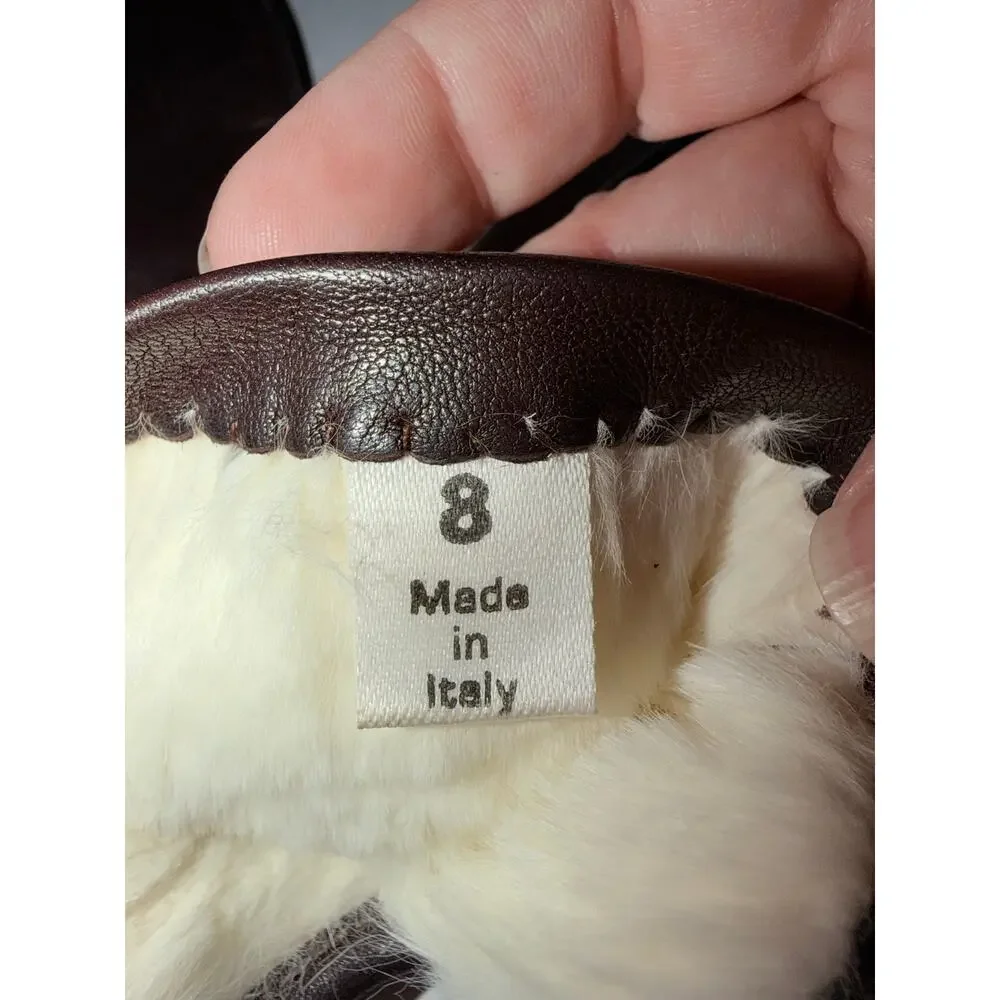 Brown Italian leather women’s gloves size 8 lined made in Italy